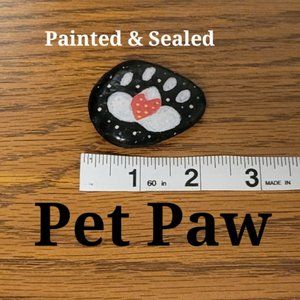 Animal Lovers! Pet Paw black white & red hand painted rock.